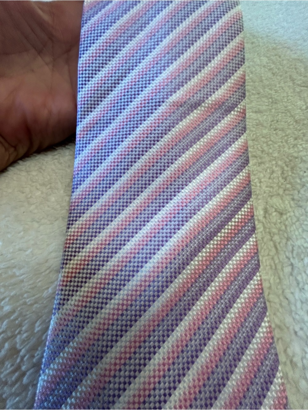 🎁3 for &30 - Classic Men's Diagonal Stripe Tie in Pink and Lavender